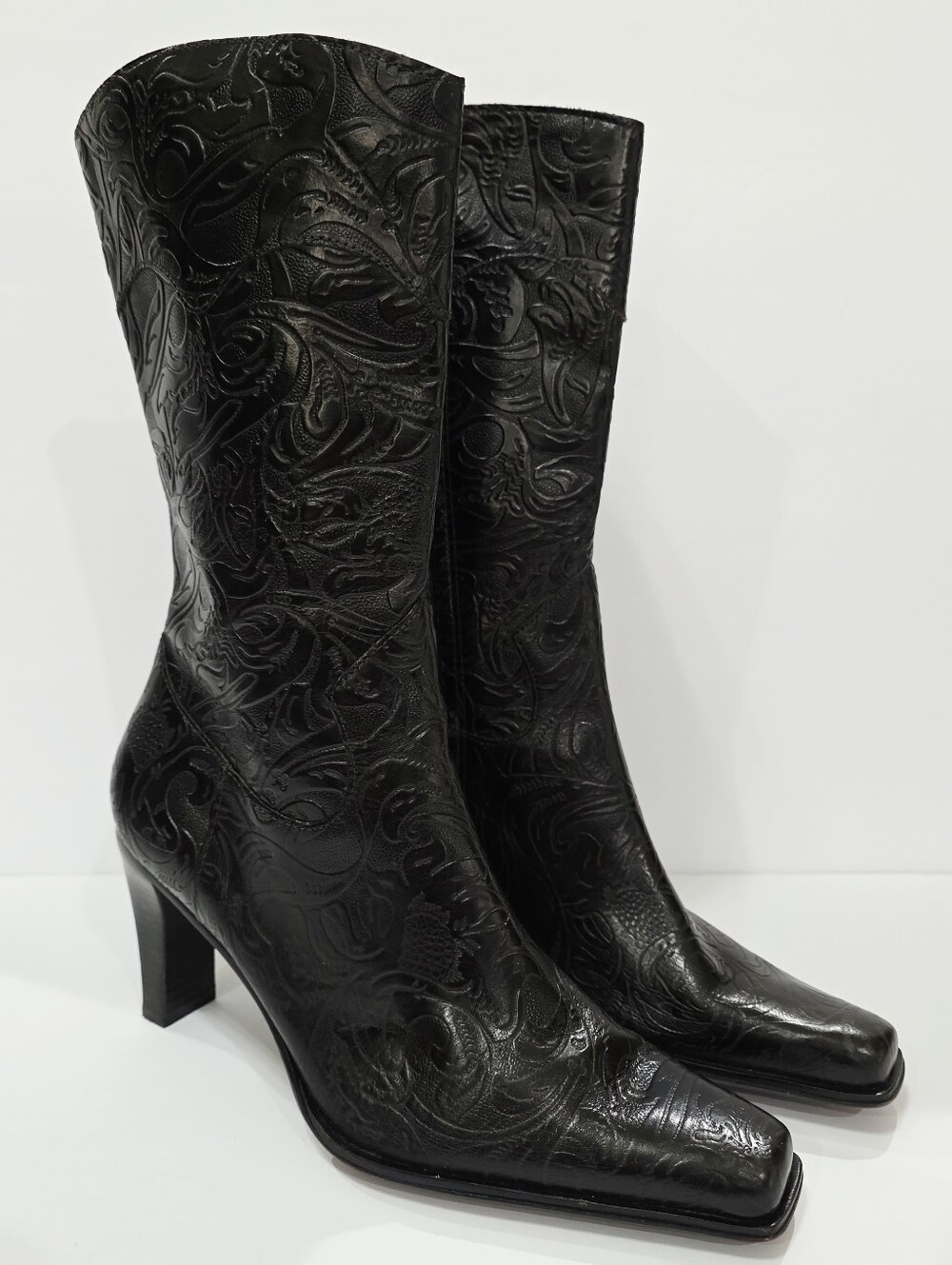 Antonio Melani CASSIDY Floral Brown Leather Boot Heel Western Zipper 8.5 M New